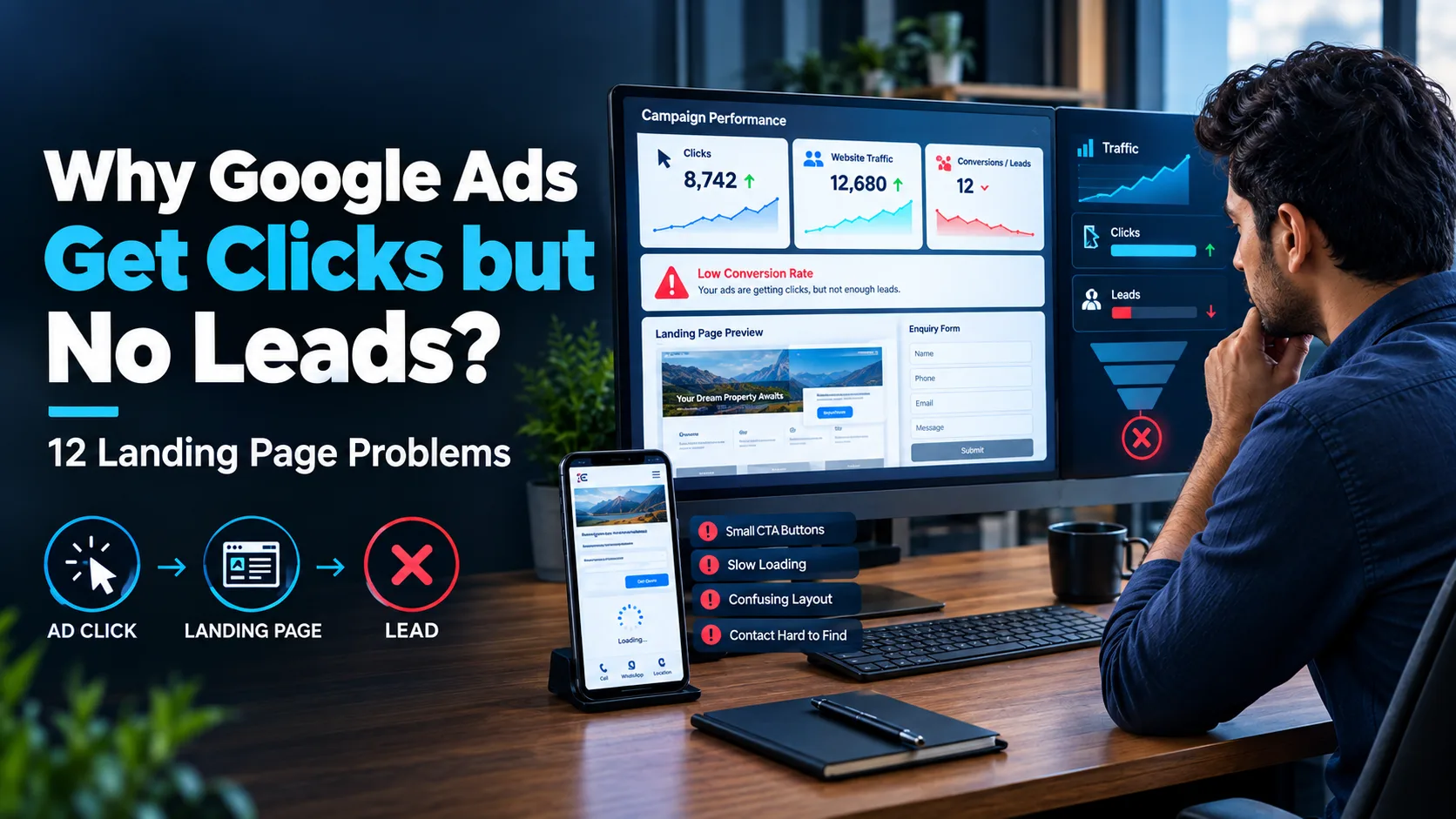 Google Ads Getting Clicks but No Leads? Fix 12 Issues